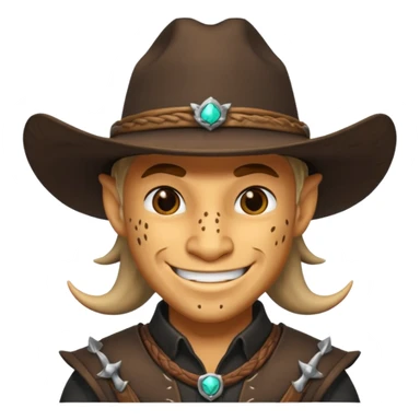 i want a dragonborn black with cowboy hat and smirk smile sticker