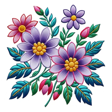 flower patterned embroidery canvas sticker