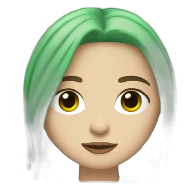 Billie Eilish with her green hair sticker