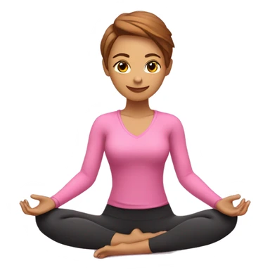 chica haciendo yoga con traje rosa claro de tez clara sticker