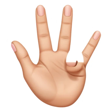 one hand emoji with 3 fingers in the middle up, and the thumb and little finger down, showing that 3 fingers are up sticker