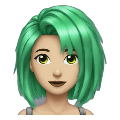 egirl twitch black green hair sticker