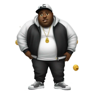 fat black guy wearing hip hop clothe sticker