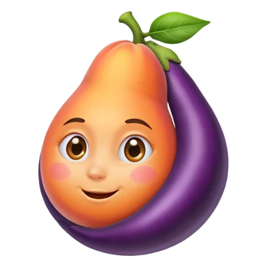 Peach sit on eggplant sticker