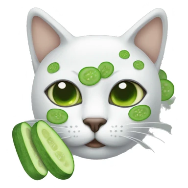 Cat wearing face mask with cucumbers on eyes sticker