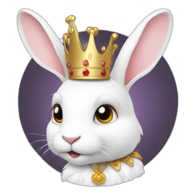 white rabbit wearing a crown sticker