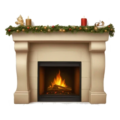 Christmas asthetic beige fireplace sticker