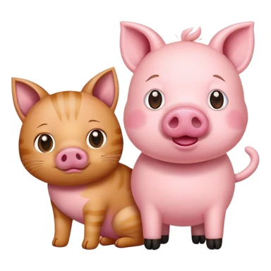 a cat and a pig together  sticker