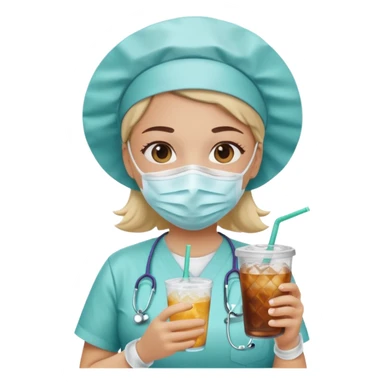 nurse holding iced drink sticker