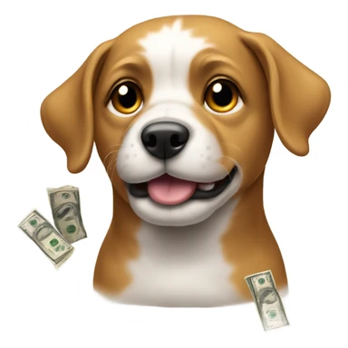 Dog with money sticker