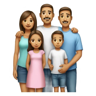 Familia de 5 personas papá  mamá  niña de 6 años niña de 15 años y bebe de 2 mese sticker
