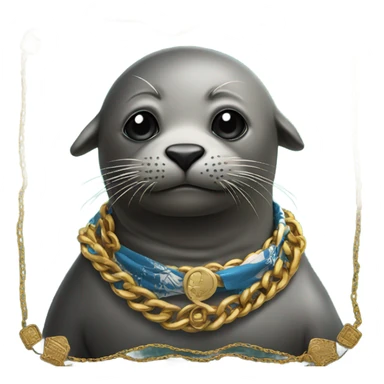 Seal wearing a bandana with a cigar in his mouth with a gold chain on his neck sticker