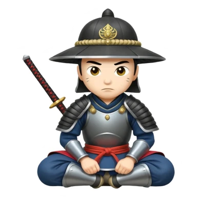 asian white skin Samurais in Hat, Samurai kneeling  sticker