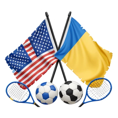 usa and ukraine flags together, sport equipment under sticker
