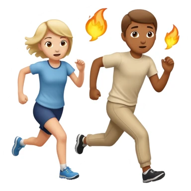 funny scene: boy escaping from a farting girl, playful, energetic, ios emoji style sticker