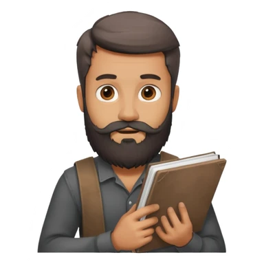 Bearded man with charcoal + sketchbook sticker