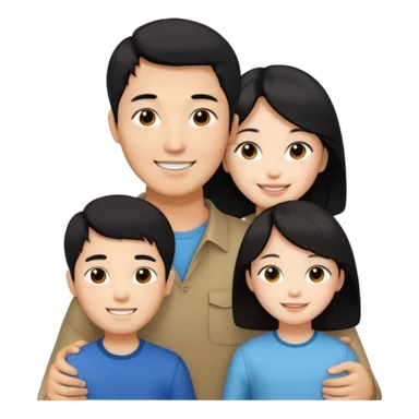 Family korean male x russian female + black hair kid sticker