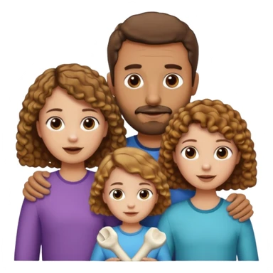 Brown dad with a short straight hair cut and stubble beard with his two daughters bone who is 5 and has blone brown curly hair and one who is smaller who has curly hair brown sticker