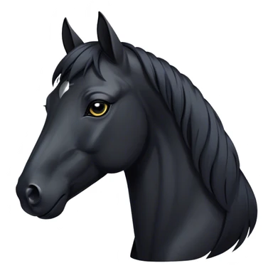 Cinematic Noble Black Horse Portrait Emoji, Poised and regal, with a strong, athletic build and a sleek, well-groomed jet-black fur, deep-set soulful dark eyes, Simplified yet sharp and sophisticated features, highly detailed, glowing with a soft, dignified glow, high shine, intelligent and commanding, stylized with an air of mysterious grace, focused and attentive, soft glowing outline, capturing the essence of a watchful and confident steed, so majestic it feels as though it could gallop out of the screen with effortless authority! sticker