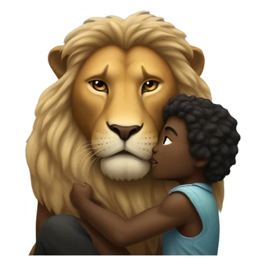 Big serious lion kissing a little young black panther sticker