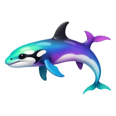 white blacks colorful gradient shiny glossy Fakémon-Digimon-orca-reptile-dragon-lizard-creature-hybrid (full body) sticker