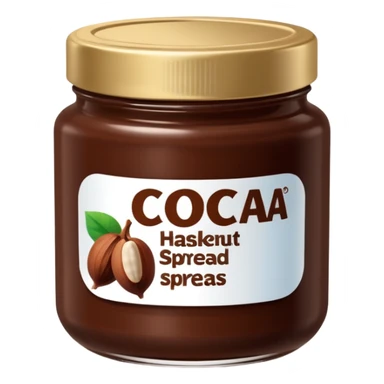 small jar of cocoa hazelnut spread transparent or semi-transparent rich creamy chocolate spread inside deep brown glossy simple lid blank label optional 3D-rendered minimal no faces transparent background sticker
