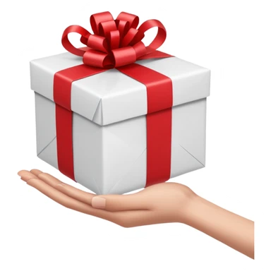 one hand offering a present, simple, clear, no text sticker