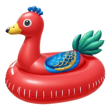 Red balloon animal dog pool floatie and peacock pool floatie sticker
