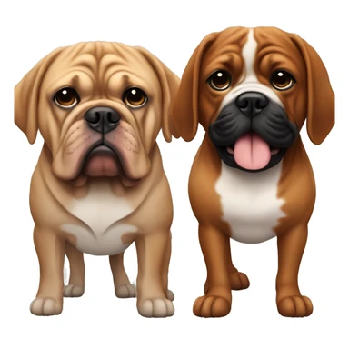 Make me an Emoji with two dogue de Bordeaux ohne with Black mask and the other with normal mask and the line Happy Birthday Sandra sticker