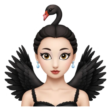 Make black swan ballerina ( with heathers on her ears ) emojis only the head sticker