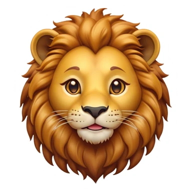 Cinematic Cute Lion Portrait Emoji, Head tilted playfully and inquisitively, featuring a glossy tawny Fur with a lush mane and round, sparkling amber eyes filled with curious mischief, Simplified yet irresistibly adorable features, highly detailed, glowing with a warm, friendly glow, high shine, affectionate and spirited, stylized with a touch of jungle whimsy, bright and endearing, soft glowing outline, capturing the essence of a mischievous yet loving lion, so playful it feels like it could pounce out of the screen and into your arms! sticker