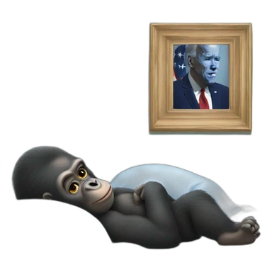 Gorilla watching Joe Biden as he sleeps sticker