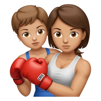 Light brunette fit mom boxing with baby boy sticker