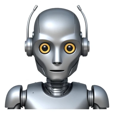 a robot writing with a pencil sticker