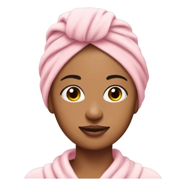 tan skinned woman with baby pink towel on her head and semi long eyelashes sticker