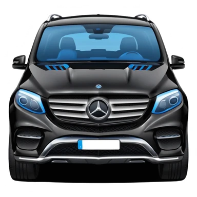 black Mercedes GLE SUV in pure side view, only the side visible, cute compact proportions, glossy black paint, blue-tinted windows, rounded and soft features sticker