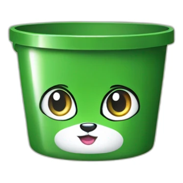 Poubelle verte tête de chat sticker
