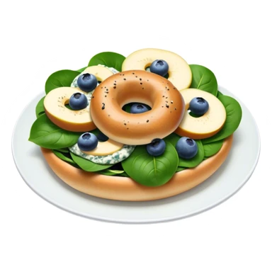 Pear spinach salad with half a blueberry bagel on the side sticker