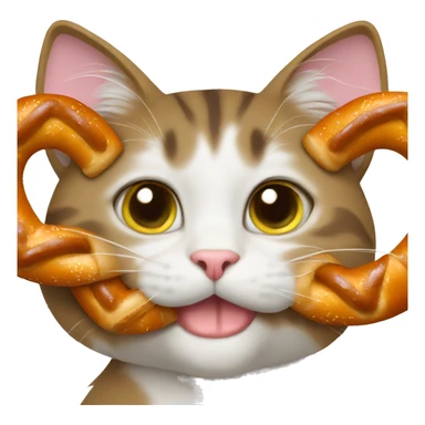 cat with a pretzel sticker