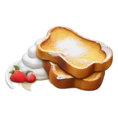 French toast with powdered sugar and syrup sticker