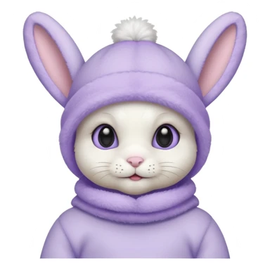 white baby bunny in a pastel lavender ski mask  sticker