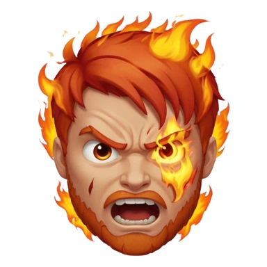 burning angry bodybuilder red haired man sticker