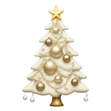 Christmas tree with beige and white ornaments and pearls sticker