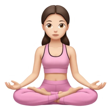 white brunette girl in light pink workout clothes meditating sticker