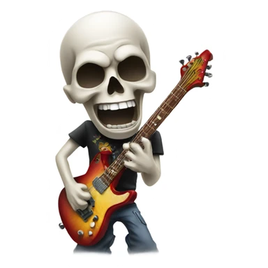 Skull rocking out to metal music sticker