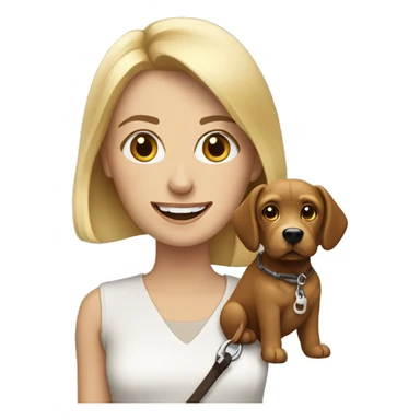 Blonde women with Brown dog on a leash sticker