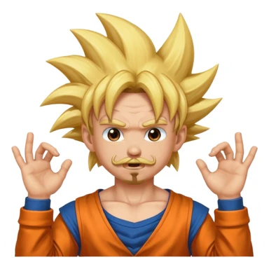 puedes hacer un chico con perilla y bigote el piercing septum y dos aros en las orejas haciendo la pose de goku super saiyan sticker