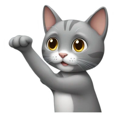 Grey cat who makes a finger of honor sticker