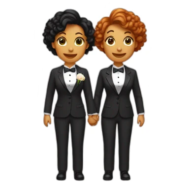 Two lesbians Just married in love one wearing a suit sticker