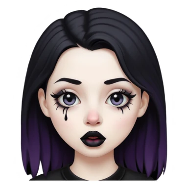 Goth girl with her eyes rolled up and towards her nose and her tongue sticking out sticker
